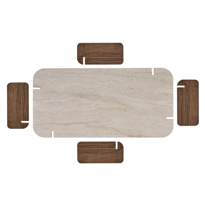 Nordure Mesa de Café Renard Travertino y Venezia Walnut